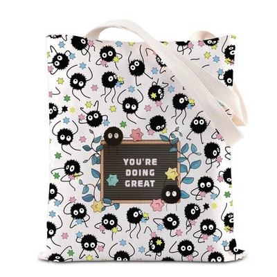 FOTAP Anime Inspired Tote Bag Soot Sprites Lover Medium, Doing Great T 