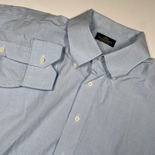 Holland Sherry Bespoke Savile Row London Blue Micro Check Dress Shirt Mens XL