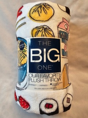 STREET FOOD Take Out Boba Sushi 5x6' Oversized THROW BLANKET The Big One  NEW!