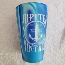 SiliPint 16oz Drinking Cup Silicone Blue Green Unbreakable w/Florida Logo