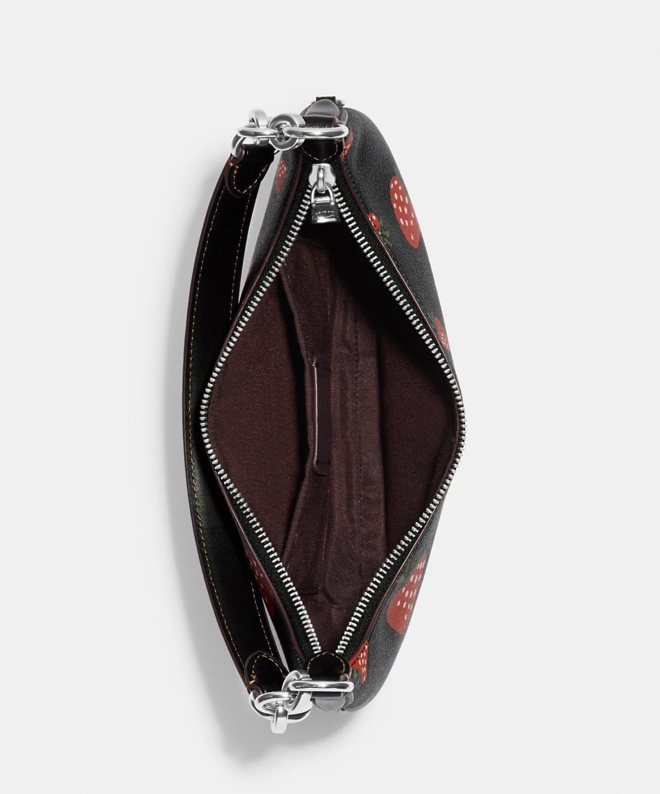 ☂️🍄Coach Payton Hobo With Wild Strawberry Print Silver/Black Multi CH330 image 3