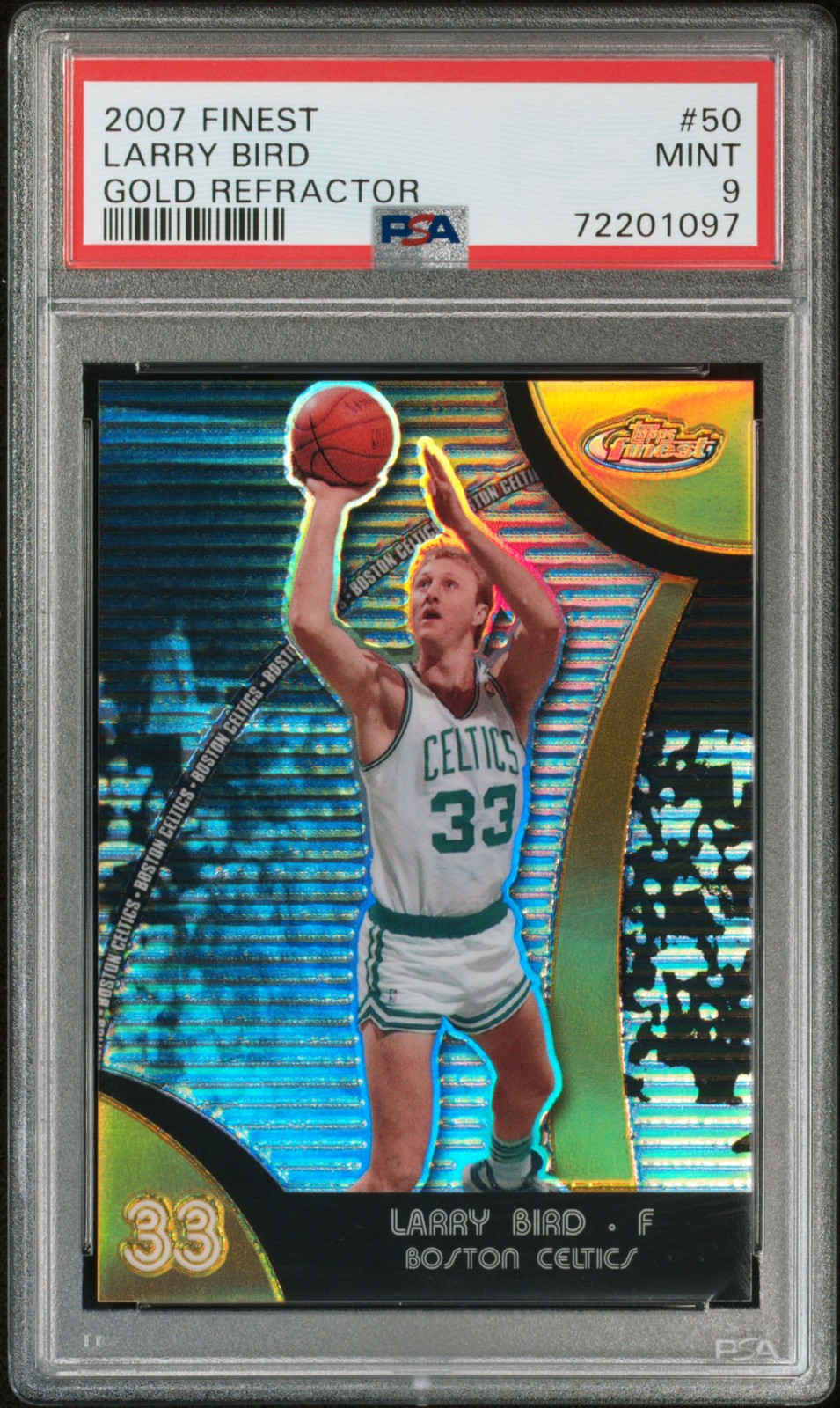 2007 TOPPS FINEST GOLD REFRACTOR #50 LARRY BIRD 20/25 PSA 9