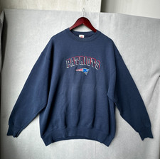 Vintage New England Patriots Sweatshirt Mens 2XL Blue Embroidered Logo 90s