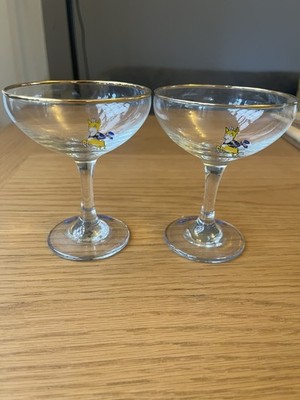Vintage Babycham Gläser, 70er Jahre gelb Rehkitz x 2