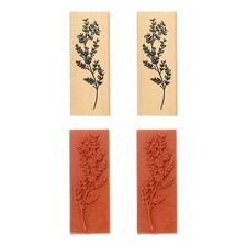 Plant and Flower Stamps Wood Rubber Stamp, 4Pcs Decorative Stamps Set Style 2