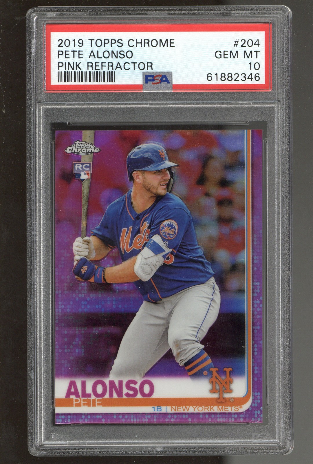 2019 Topps Chrome #204 Pete Alonso Pink Refractor Rookie RC PSA 10 view 1