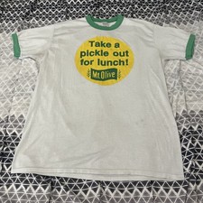 True Vintage 80’s Stedman Mt. Olive Ringer Tee T Shirt Pickle Promo USA Made XL