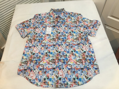 NWT $188.00 Robert Graham Mens Harbin SS Buttondown Multi Print Size XL