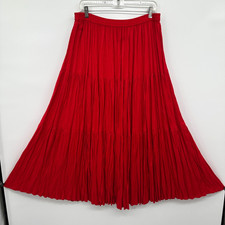 Vintage Red Broomstick Maxi Skirt Size Large Flowy Full Sweep Western Country