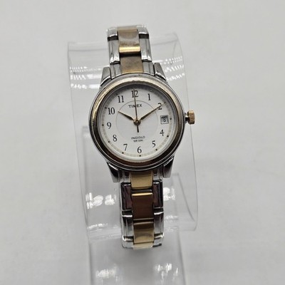 Timex 26 mm Gold Case Gold/Silver - (T25771), Running, Scratches, See Photos
