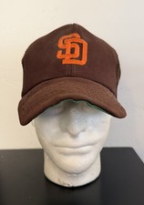 VTG 80s San Diego Padres Trucker Hat Brown Orange MLB Annco SnapBack Grunge