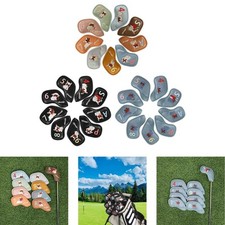 9 Pieces Golf Iron Head Covers Set Beginners Portable PU Equipment Fashion