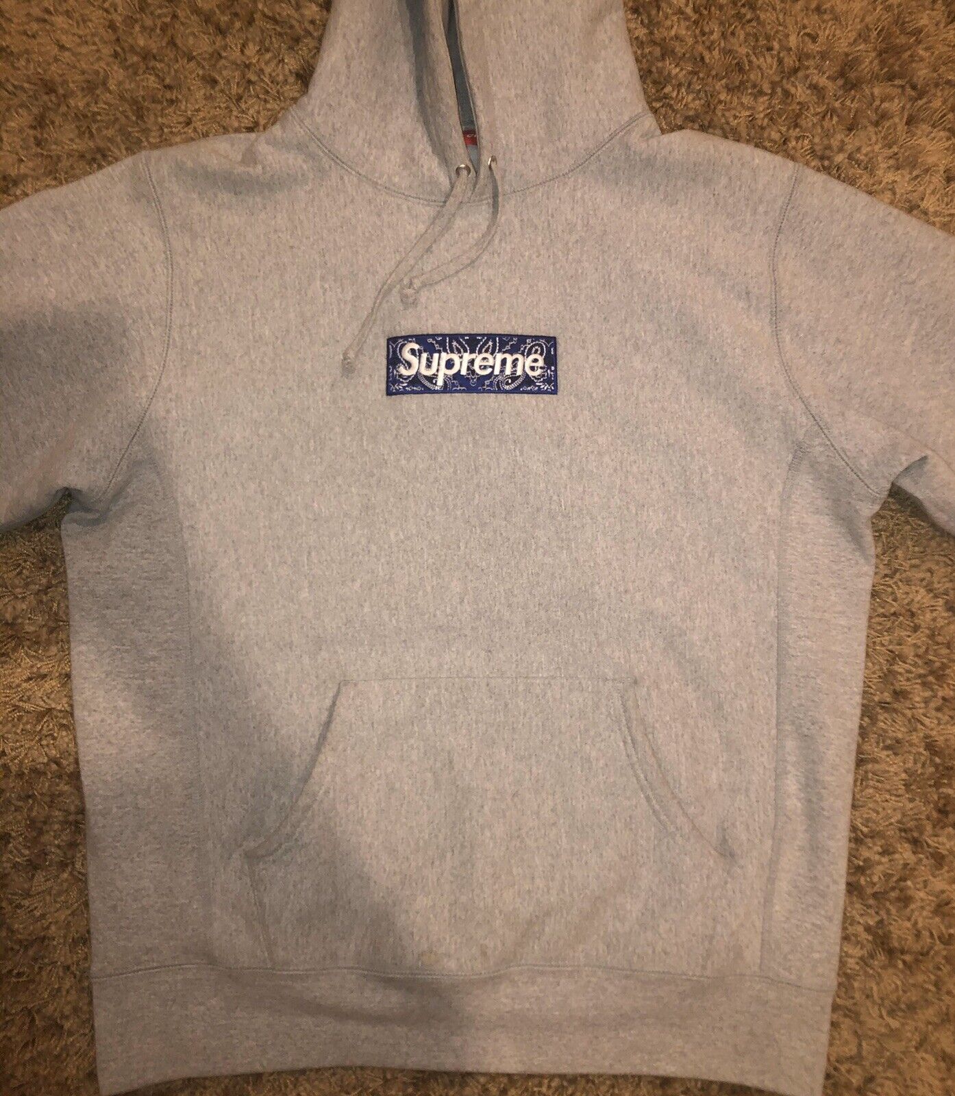 M 灰 bandana box logo hooded sweatshirt - パーカー