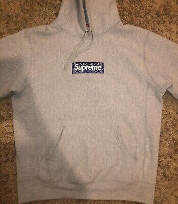 Supreme Bandana Box Logo Hoodie Grey Large 100% Authentic | eBay