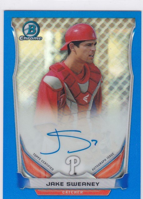 2014 Bowman Chrome Blue Refractor Jake Sweaney Auto /150 Phillies Free Shipping!