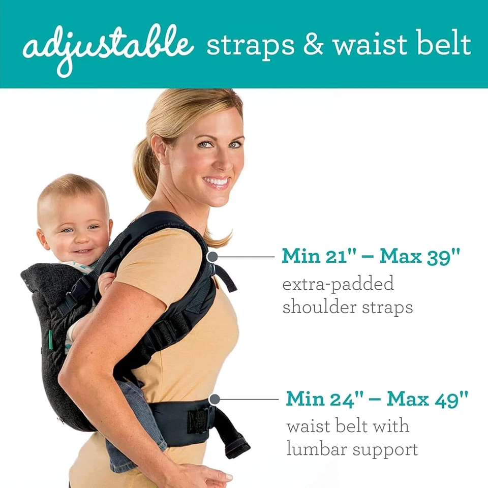 Infantino 4-in-1 Baby Carrier, Face-In/Out, 8–32 lbs, Newborn to Toddler, Black - Image 4 of 4