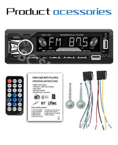 MP3 Player Bluetooth Car Receiver FM Radio Stereo 1Din In-Dash Audio USB - Picture 7 of 21