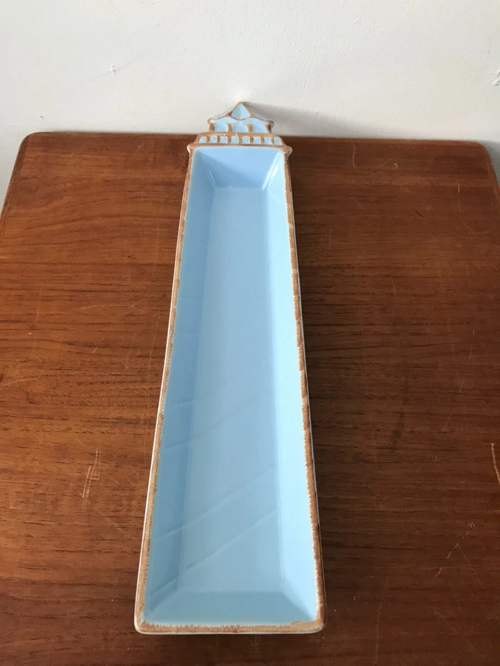 Coastline Imports Stoneware FISHY Blue Lighthouse Snack Cheese Serving Tray Dish - Image 2 of 4