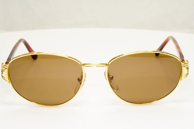 Gianni Versace Sunglasses 1995 Vintage Gold Medusa Brown Retro MOD