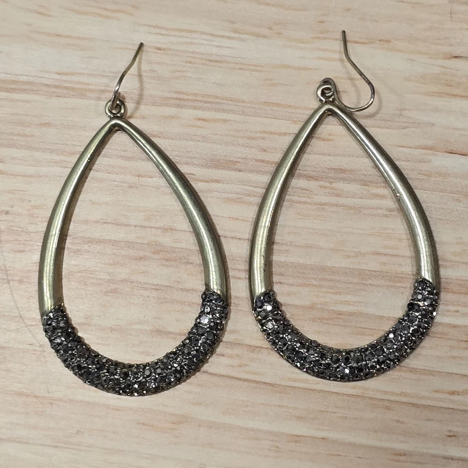 Pendientes perforados Kenneth Cole lágrima colgante bronce marcasita estrás gancho Foto 2 de 4