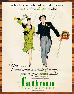 Fatima Cigarettes - Turkish - Rare - Metal Sign 11 x 14