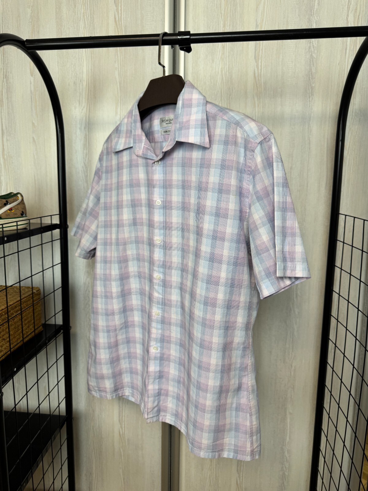 Camicia Yves Saint Laurent a quadri multicolore manica corta