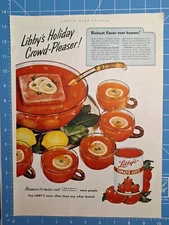1951 LIBBY'S Tomato Juice Punch Bowl Lemon Print Ad