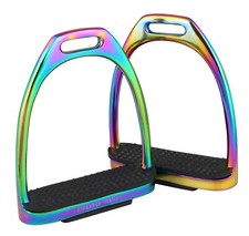 ENGLISCHE STAHLB&Uuml;GEL Stainless Steel Fillis Stirrups Rainbow, Size 12 cm