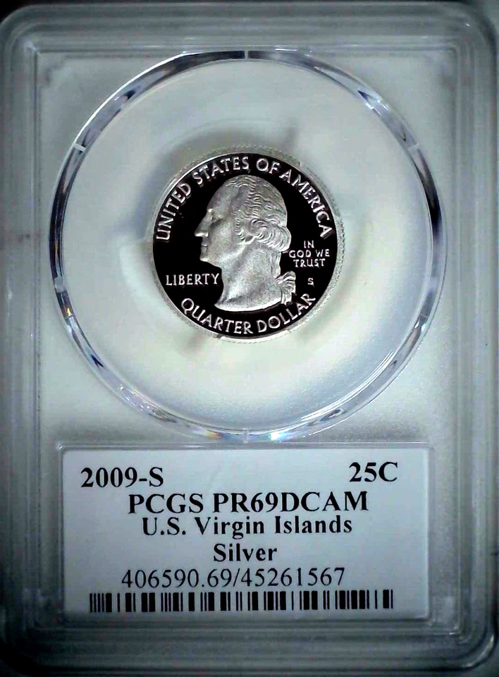 2009-S 25C Territories Quarter US Virgin IS PCGS PR69DCAM 90% Silver 23rrt0730 - Image 2 of 4