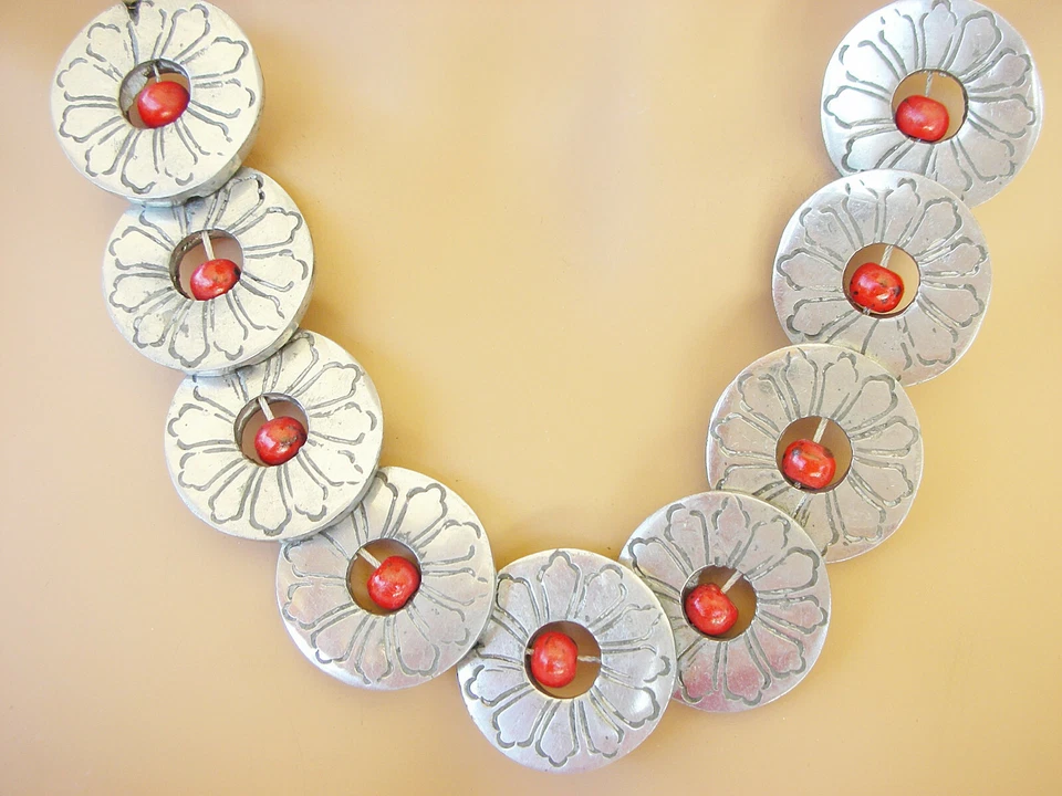 LOTE AL POR MAYOR GARGANTILLA COLLAR ÉTNICO TRIBAL BOHO ORO INDIA CON PIEDRAS:18" Foto 2 de 2