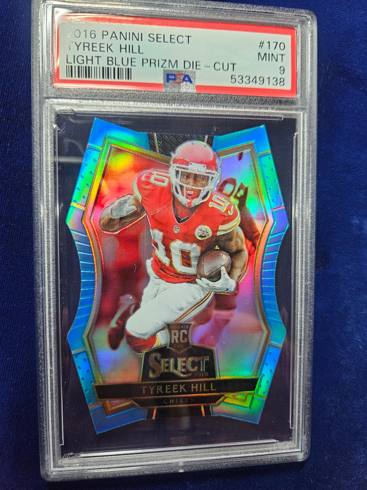 🌟Tyreek Hill 2016 Panini Select #170 Light Blue Prizm Die Cut Rookie /125 PSA 9