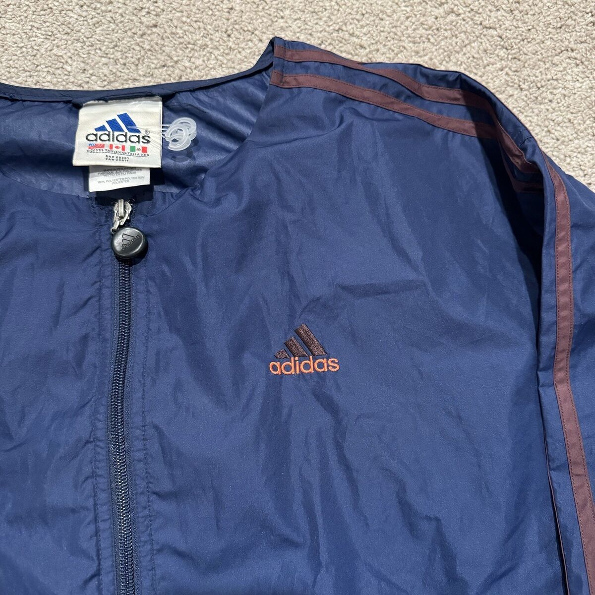 Vintage 90's Adidas Blue & Orange Full Zip Windbreaker Track Vintage 90's Adidas Blue & Orange Full Zip Windbreaker Track
