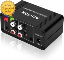 Mini Small Stereo Audio Preamplifier, Headphone Amplifier, Gain 20Db Phono Turnt