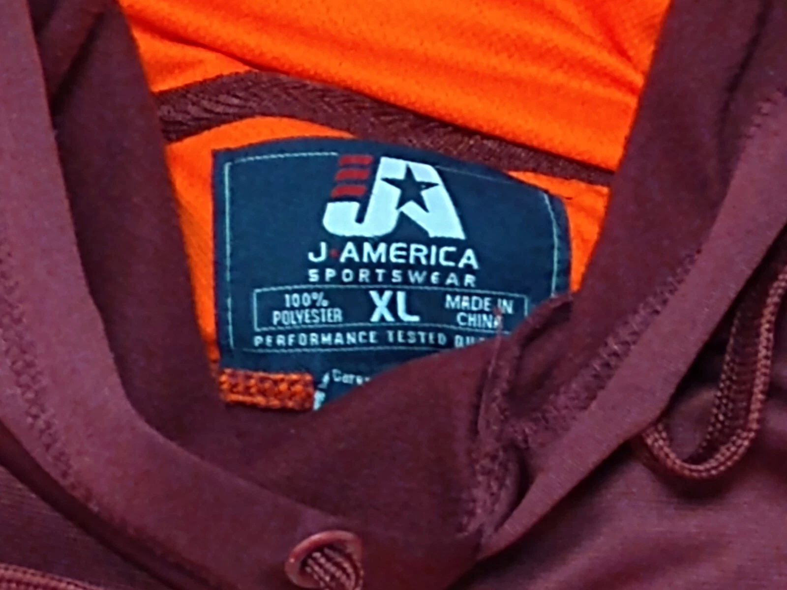 VETEMENTS Virginia Tech Pullover Felpa con Cappuccio Uomo XL Marrone Arancione Hokies Abbigliamento College