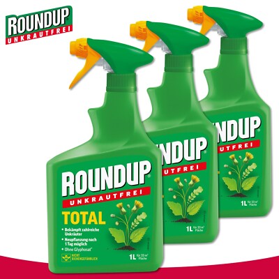 Roundup 3 x 1 l Unkrautfrei Total Sprühflasche Bienenfreundlich ohne Glyphosat