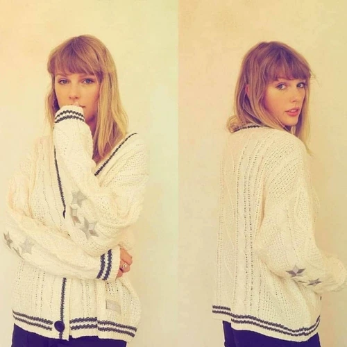 Taylor Swift Star Cardigan Folklore Maglia Accogliente Pigro Cardigan Maglione Autunno - Foto 1 di 22