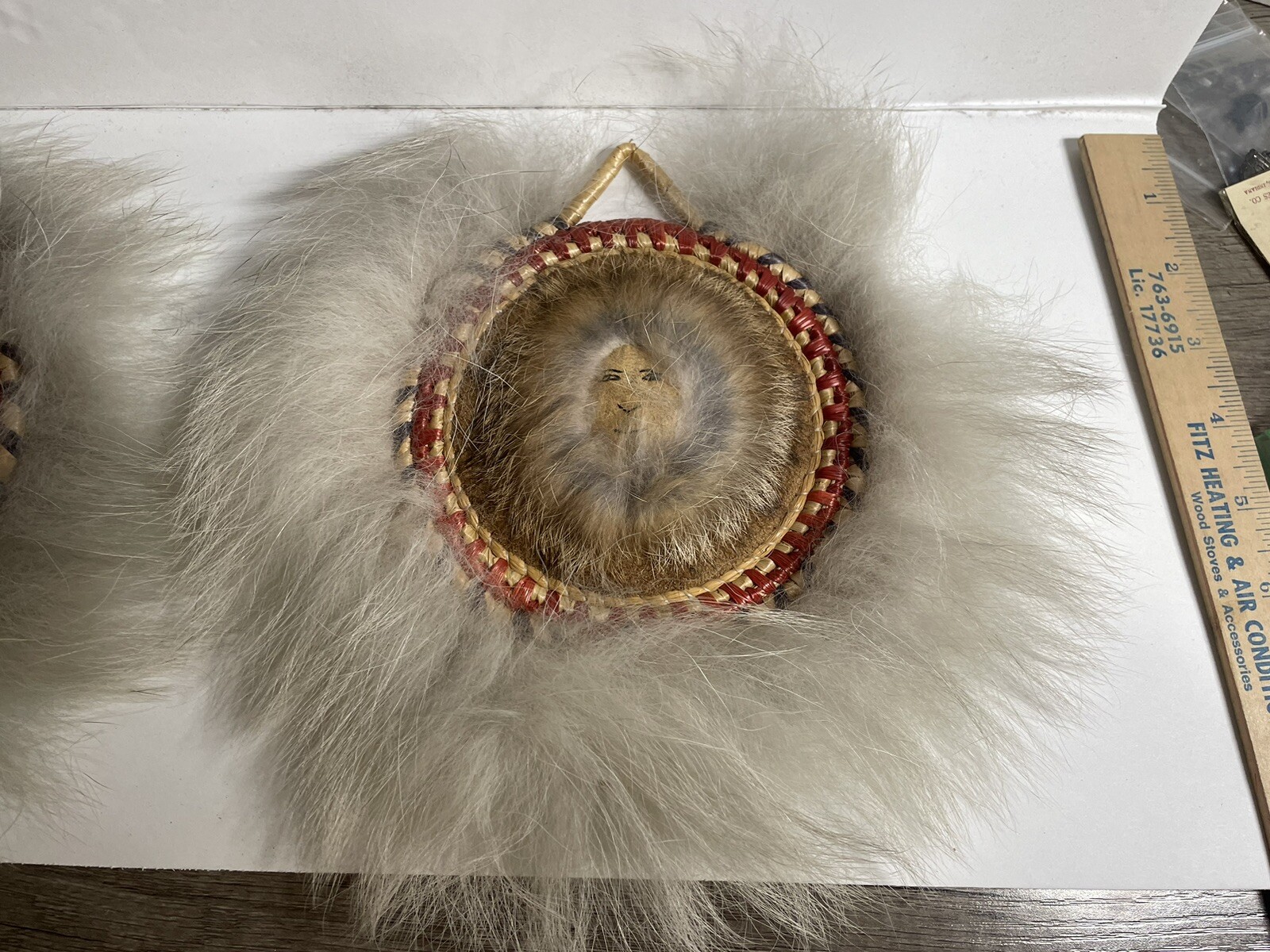 Pair Native Alaskan YUPIK Grass Fur Dance Fan - Wall Hanging