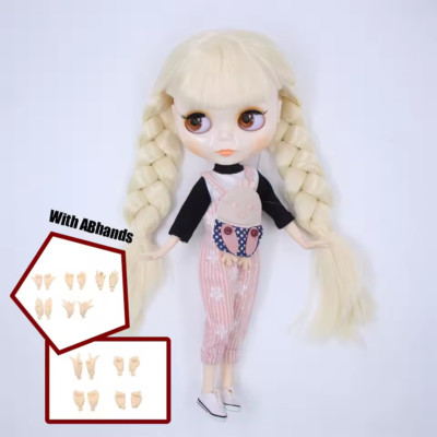 Blythe Doll with Suit Clothes Sneakers Shiny Face Blonde Hair Fashion Toys Gifts