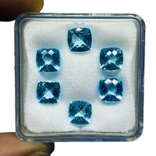 VVS 7 Pcs Natural Blue Topaz 7mm Cushion Cut Top Quality Loose Gemstones Lot