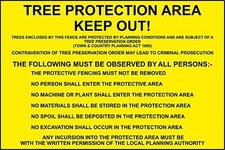 Warning tree protection area Safety sign