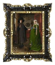 CONIUGI ARNOLFINI J. VAN EICK STAMPA SU CARTA TELATA CON CORNICE BAROCCA CM45X37