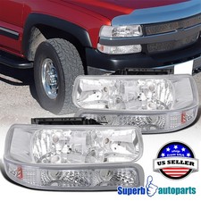 Fits 2000-2006 Chevy Tahoe Suburban 99-02 Silverado 1500 Headlights Bumper Light