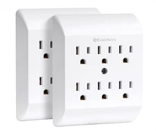 [ETL Listed] Cable Matters 2-Pack 6 Outlet Extender Wall Tap, 15A/1875W, Multi P
