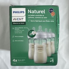 Philips Avent Natural Glass Baby Bottles Medium Flow, Flow 3 , 8oz, 4-Pack