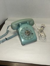 Vintage Bell System Rotary Desk Phone 500DM Aqua Blue Green Western Electric 70s