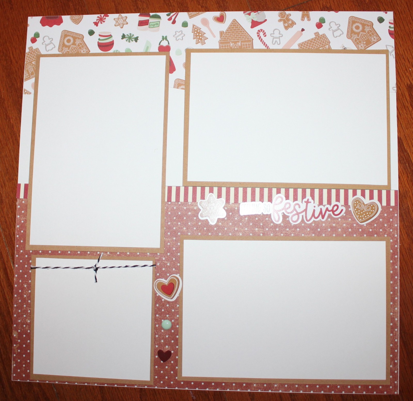 Christmas Cooking scrapbook pages, 2 each 12 x 12 handmade assembeled premade