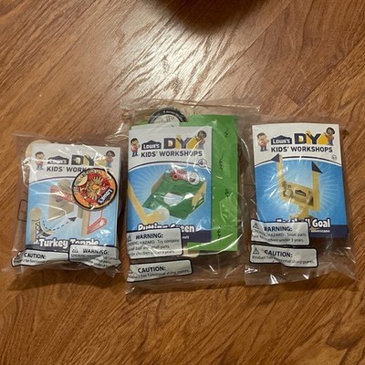 Lowes Kids Workshop DIY Build Grow Kits Football Goal Golf Putting Turkey Topple