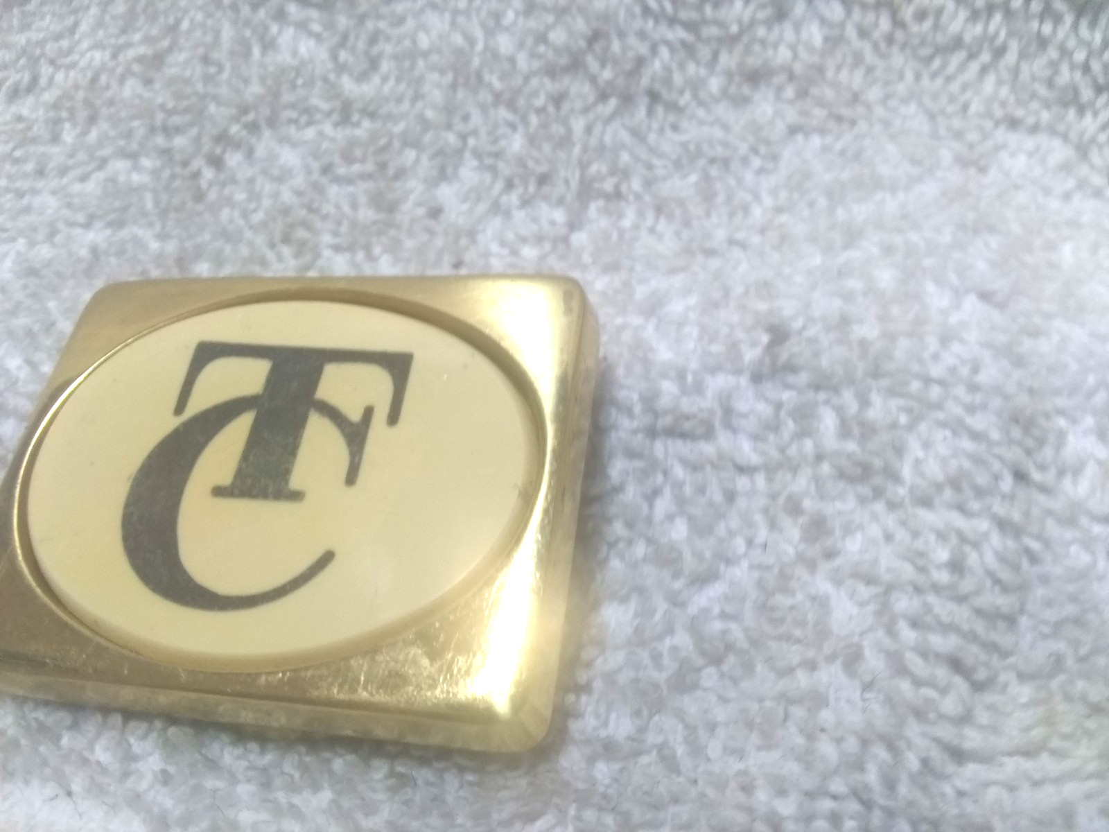 TC Initials Embedded Oval Barlow Solid Brass Buck… - image 4