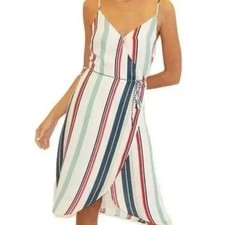 NWT Cupcakes and Cashmere Pirelli Striped Wrap Dress Strappy Flowy Summer M