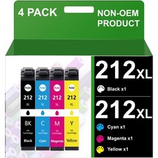 4PK 212XL T212XL Ink Cartridges For Epson WorkForce WF-2830 WF2850 XP-4100 4105